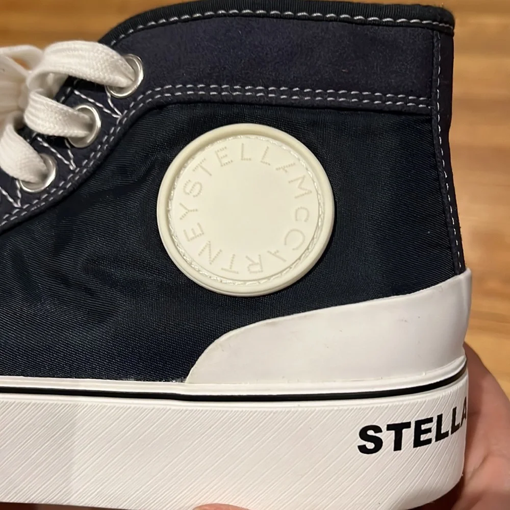 Stella McCartney Womens Logo High-Top Sneakers Dark Navy Blue -LEFT SHOE ONLY